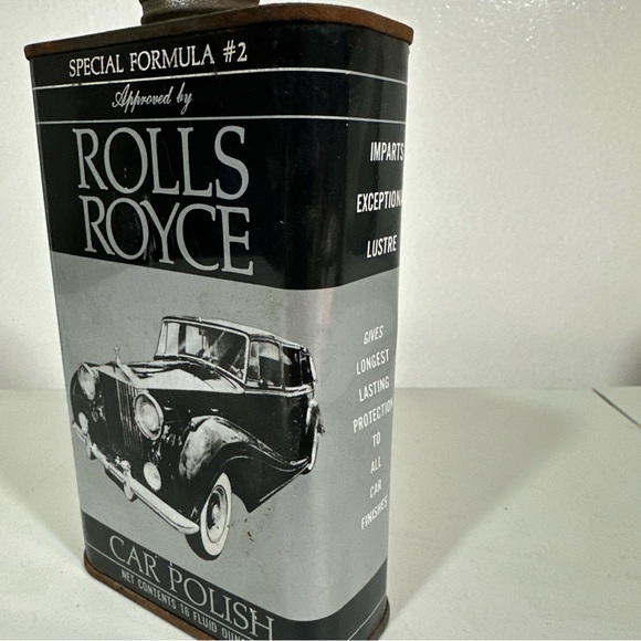Vintage Rolls Royce Car Polish Can Empty Used Condition Garage Shop Display USA - Picture 5 of 7